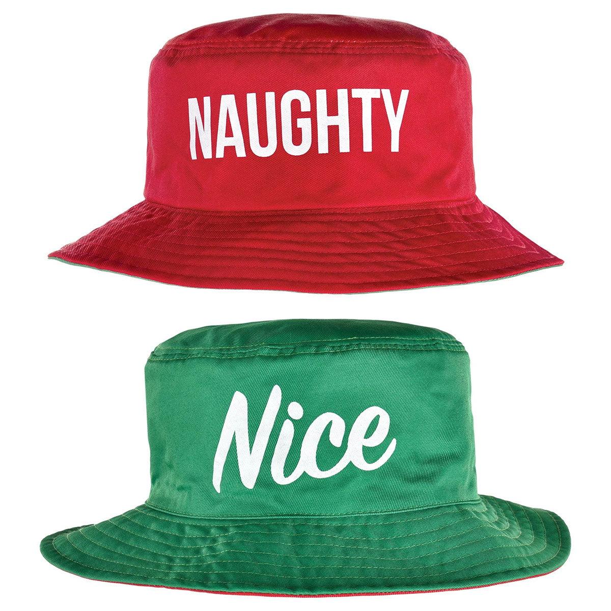 BEISTLE COMPANY Christmas Reversible Bucket Hat Naughty and Nice, Red and Green