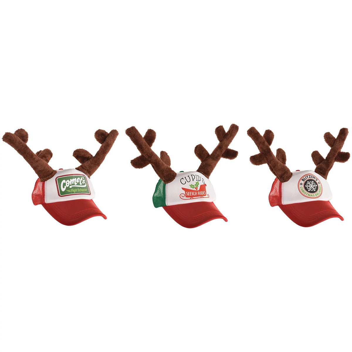 BEISTLE COMPANY Christmas Trucker Hat with Reindeer Antlers, Assortment, 1 Count