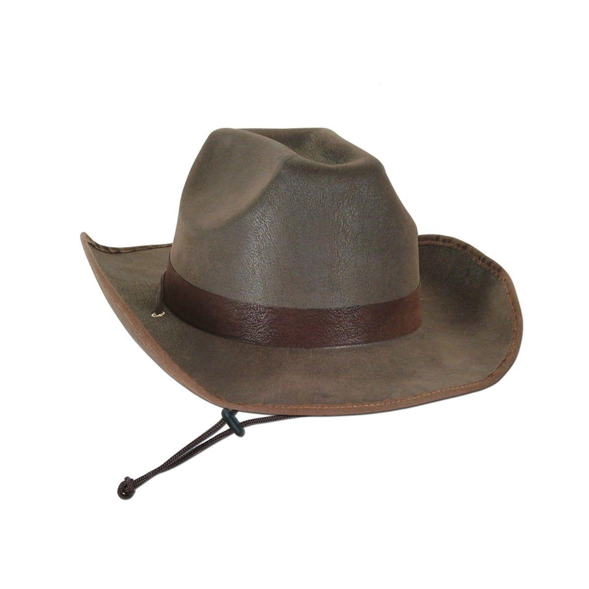 Buy Costume Accessories Brown faux leather western cowboy hat sold at Party Expert