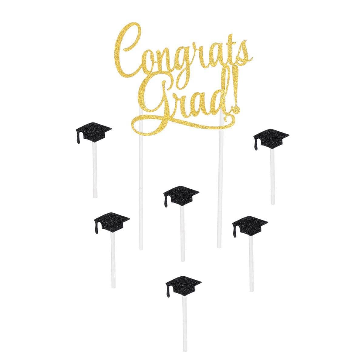 BEISTLE COMPANY Graduation Graduation Cake Toppers "Congrats Grad", 7 Count