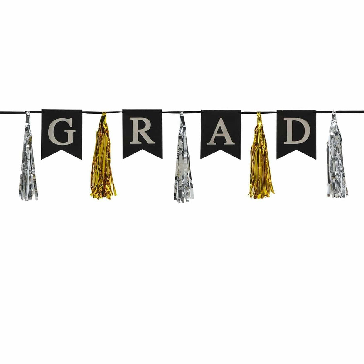 BEISTLE COMPANY Graduation Graduation Tassel Garland "Grad", 13" x 78", Black, Silver and Gold