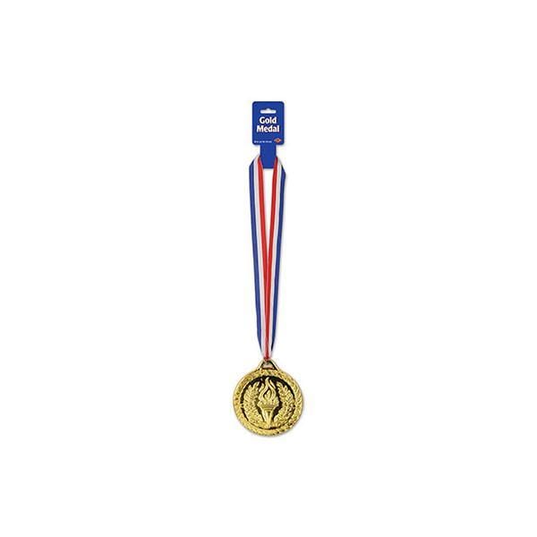 Buy Sports Theme Gold Medal W/ribbon sold at Party Expert