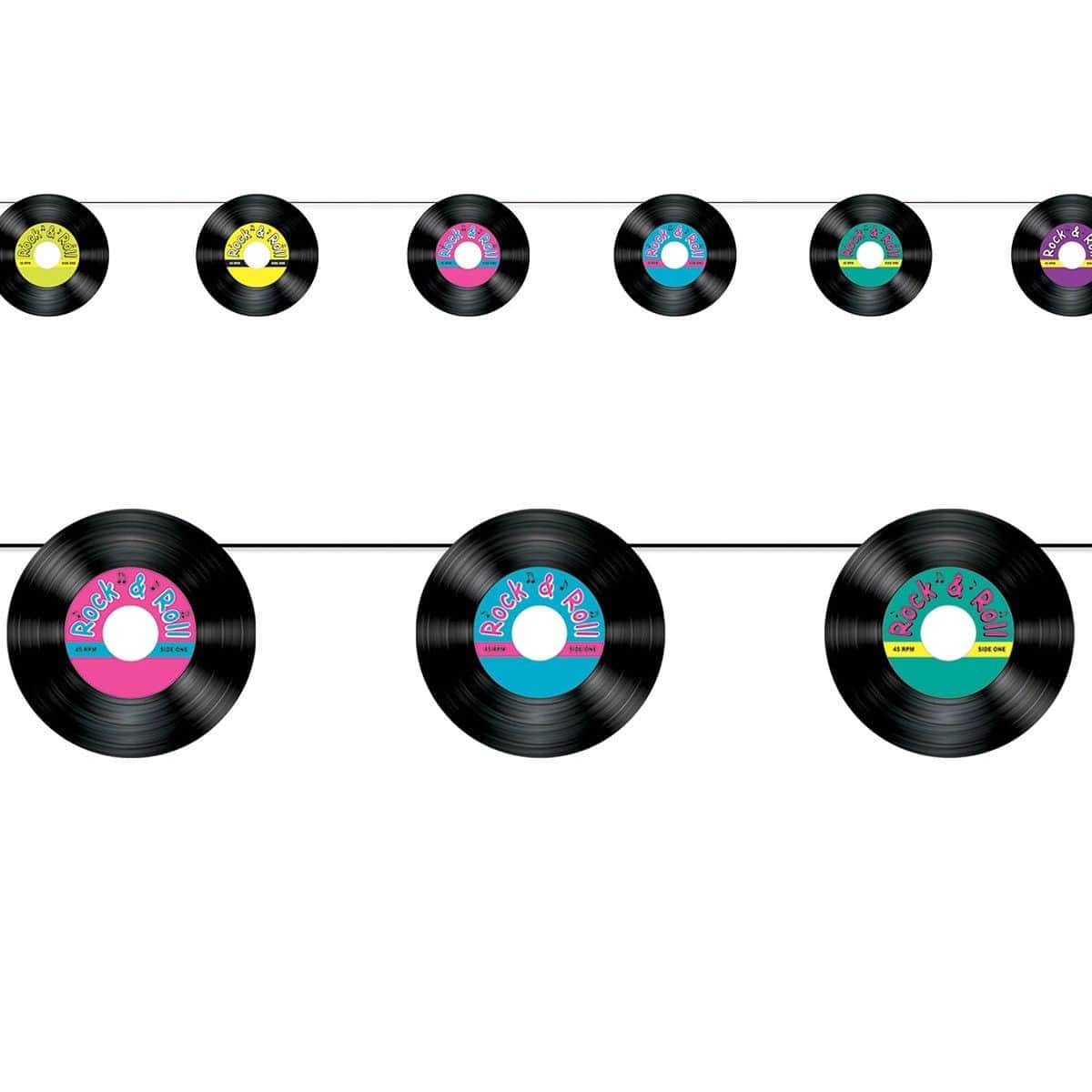 Buy Theme Party 50's Records Banner sold at Party Expert