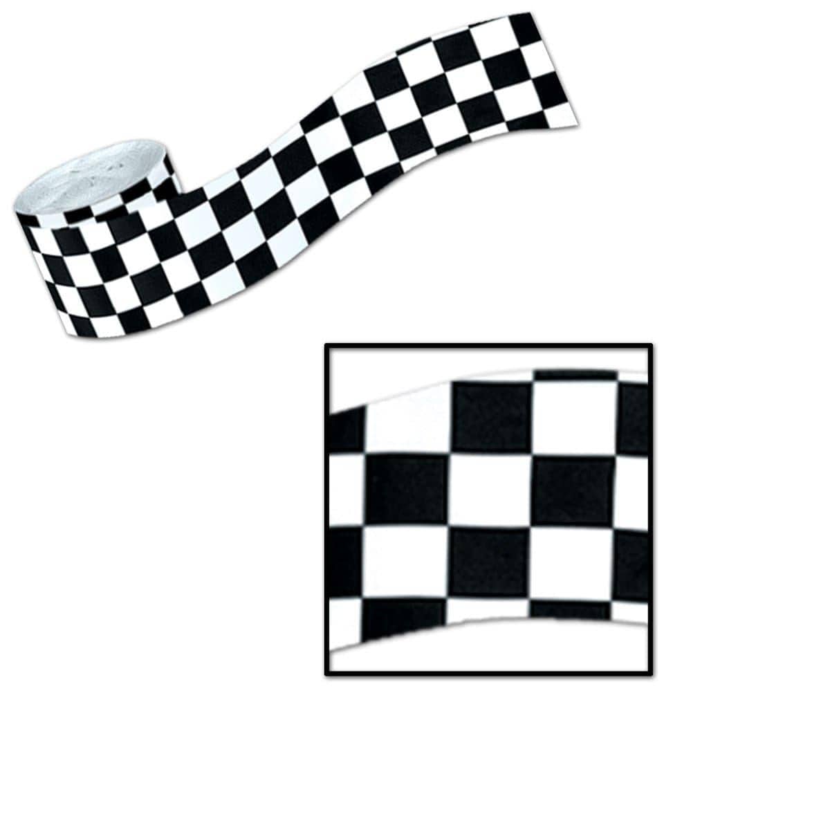 Buy Theme Party Checkered Crepe Streamer sold at Party Expert