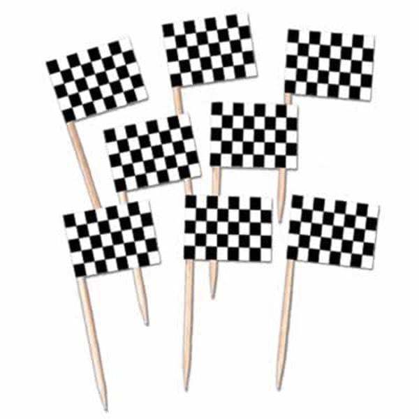 Buy Theme Party Checkered Flag Picks, 50 per package sold at Party Expert