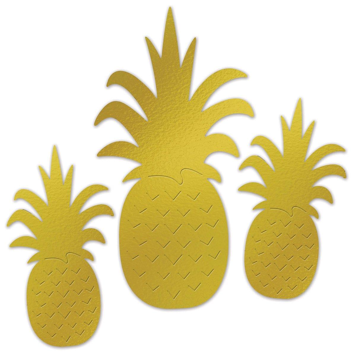 Buy Theme Party Gold Foil Pineapple Cutouts, 3 per Package sold at Party Expert