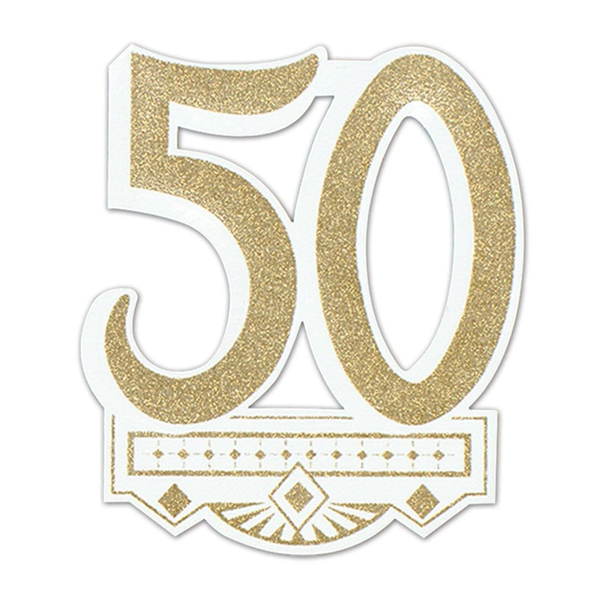 Buy Wedding Anniversary White & gold 50 glitter cutout sold at Party Expert