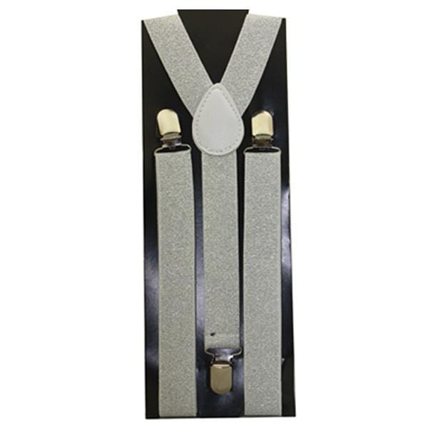 Buy Costume Accessories Silver glitter suspenders for adults sold at Party Expert