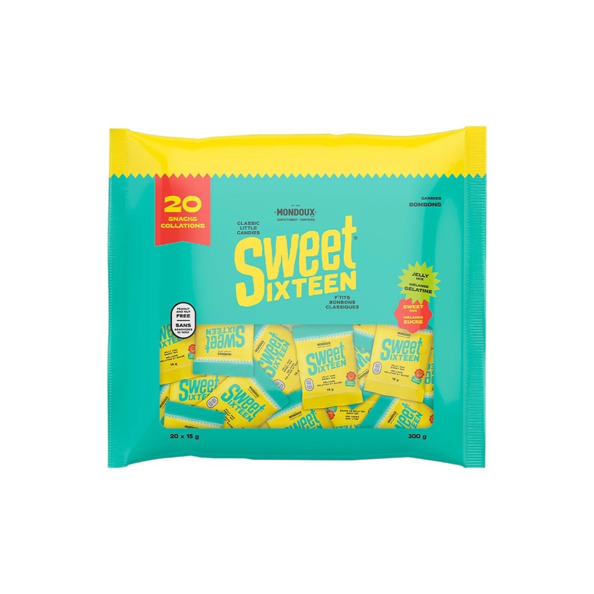 CONFISERIE MONDOUX INC. Candy Sweet Sixteen Candies Snack Size, 300 g, 20 Count 771665166102