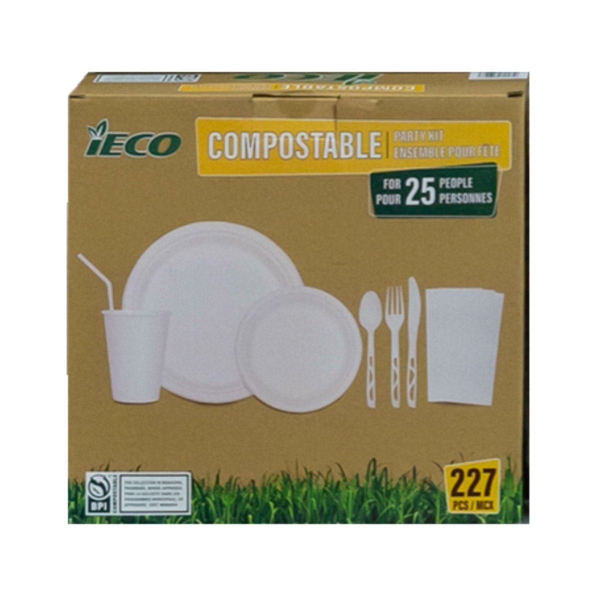 CONGLOM Disposable-Plasticware Eco Party Kit Compostable for 25 people