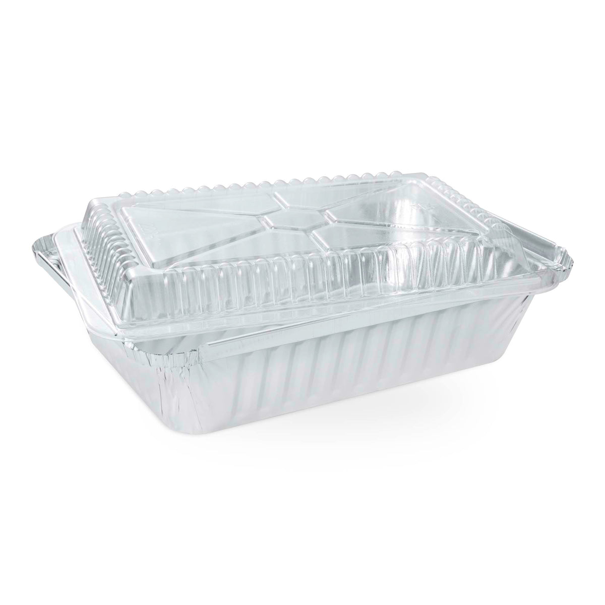 CONGLOM Disposable-Plasticware Titan Foil Take Out Pan with Cover, 8 x 5.5 Inches, 3 Count