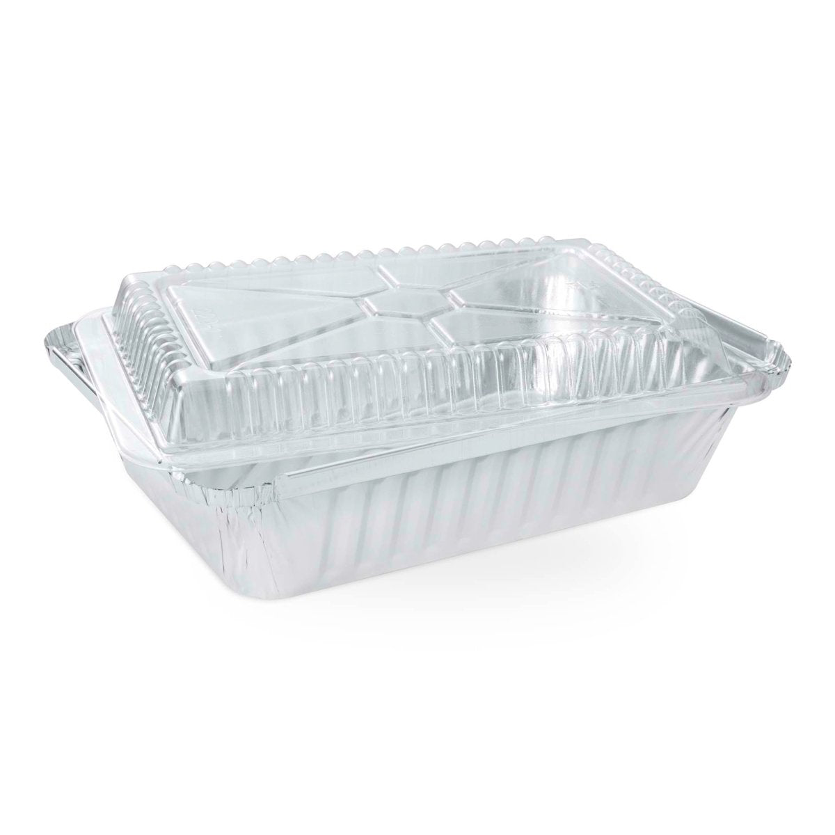 CONGLOM Disposable-Plasticware Titan Foil Take Out Pan with Cover, 8 x 5.5 Inches, 3 Count
