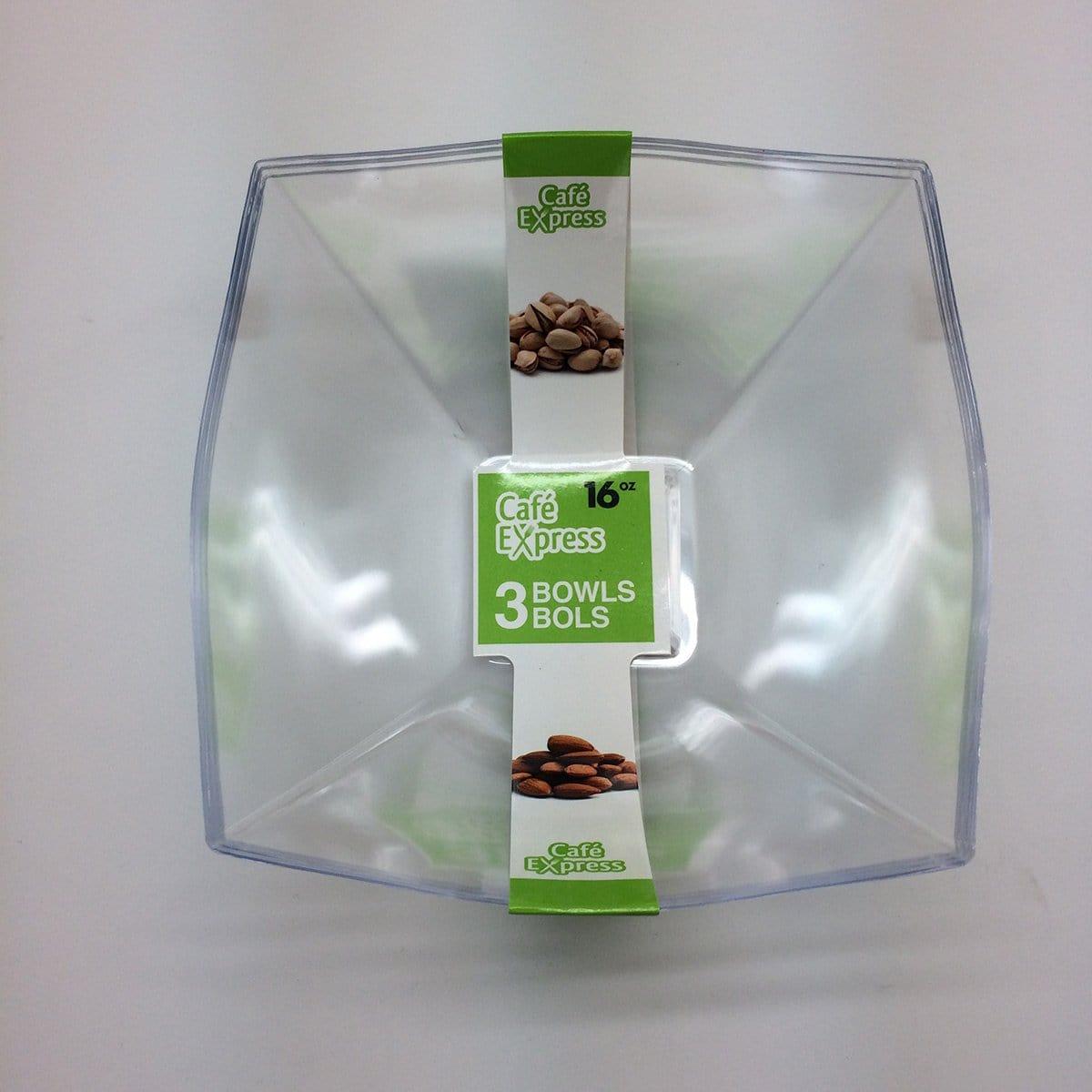 Buy Plasticware Clear Plastic 16oz. Squares Bowls 3/pkg sold at Party Expert