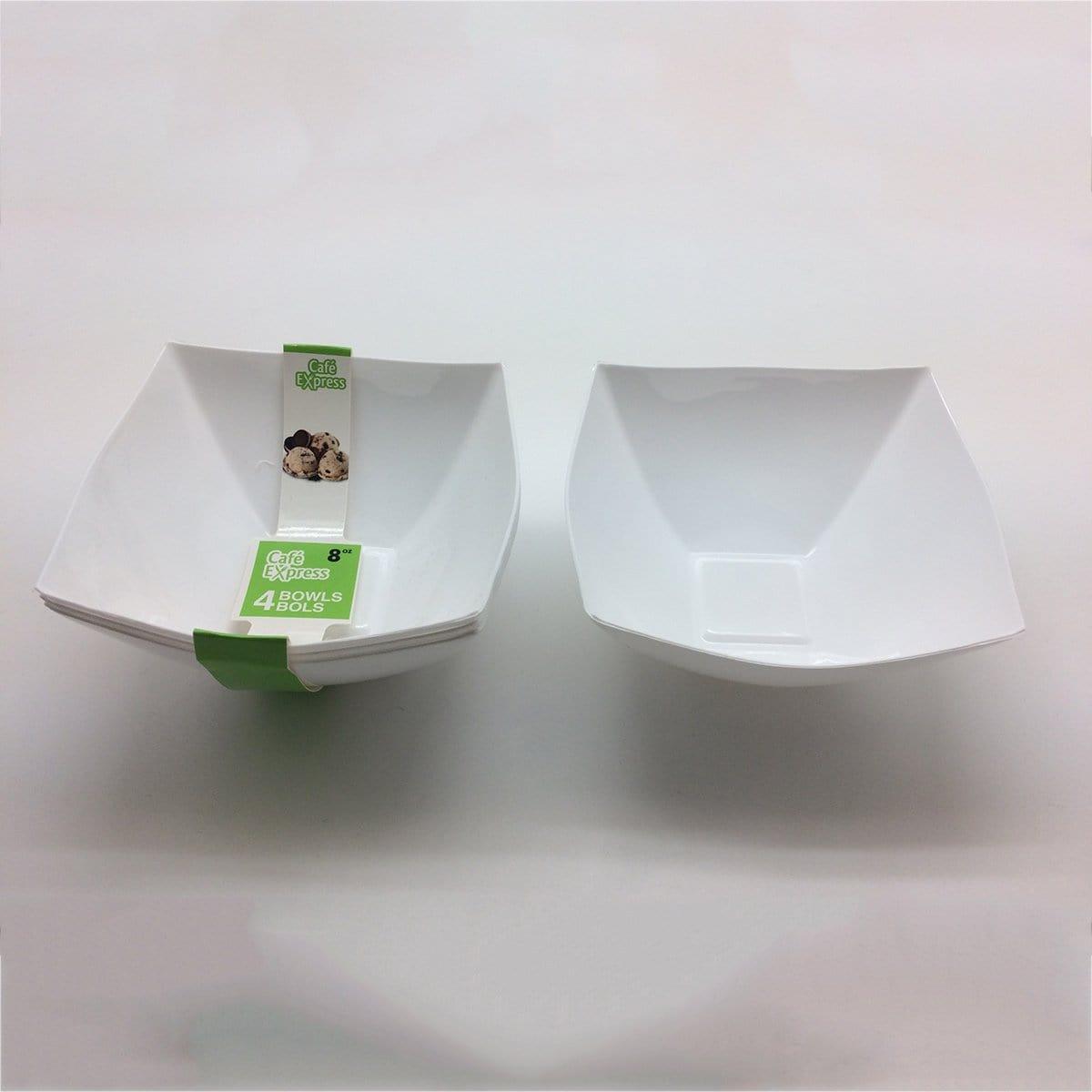 Buy Plasticware Plastic Square Bowls - White 8 oz 4/pkg sold at Party Expert
