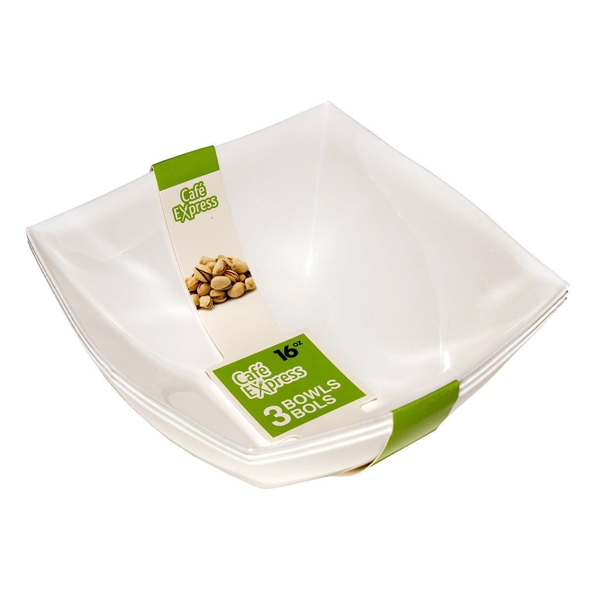 Buy Plasticware Plastic White 16oz. Squares Bowls 3/pkg sold at Party Expert