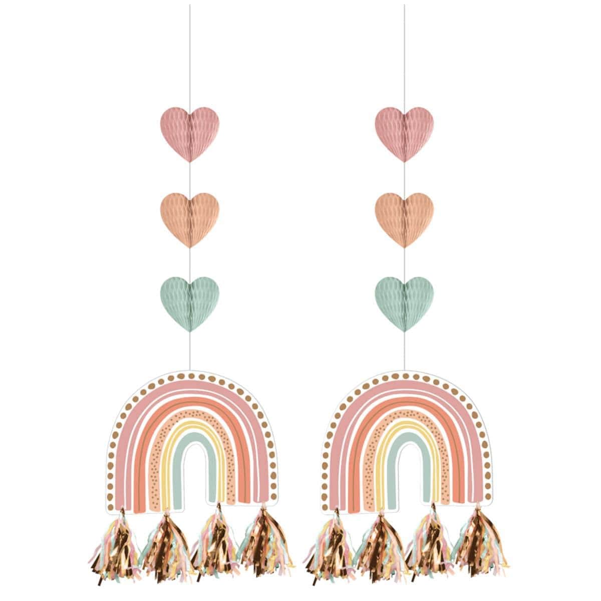 CREATIVE CONVERTING 1st Birthday Boho Rainbow Hanging Decorations with Tassels, 2 Count