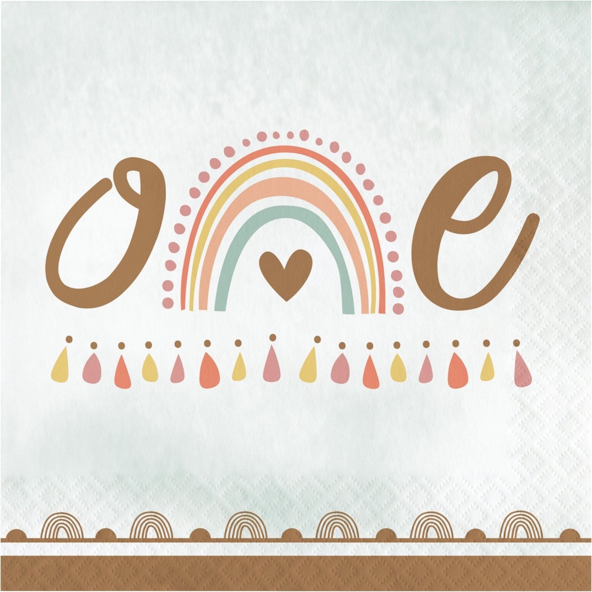 CREATIVE CONVERTING 1st Birthday Boho Rainbow "One" Lunch Napkins, 16 Count