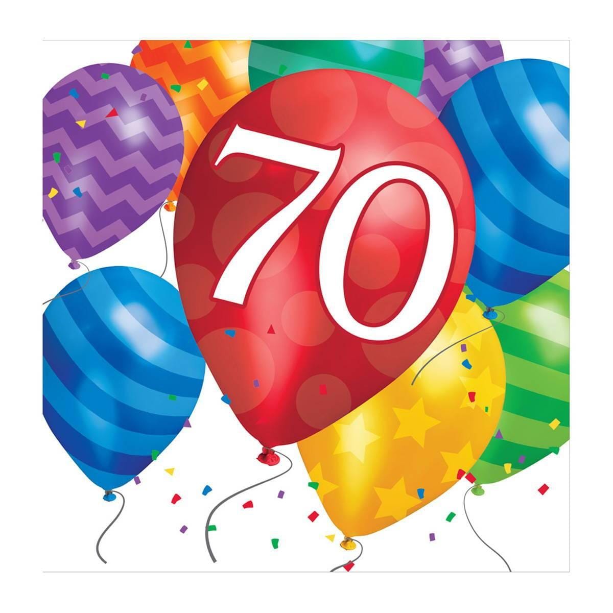 Buy Age Specific Birthday Balloon Blast - Lunch Nap. 70th Bday 16/pkg. sold at Party Expert