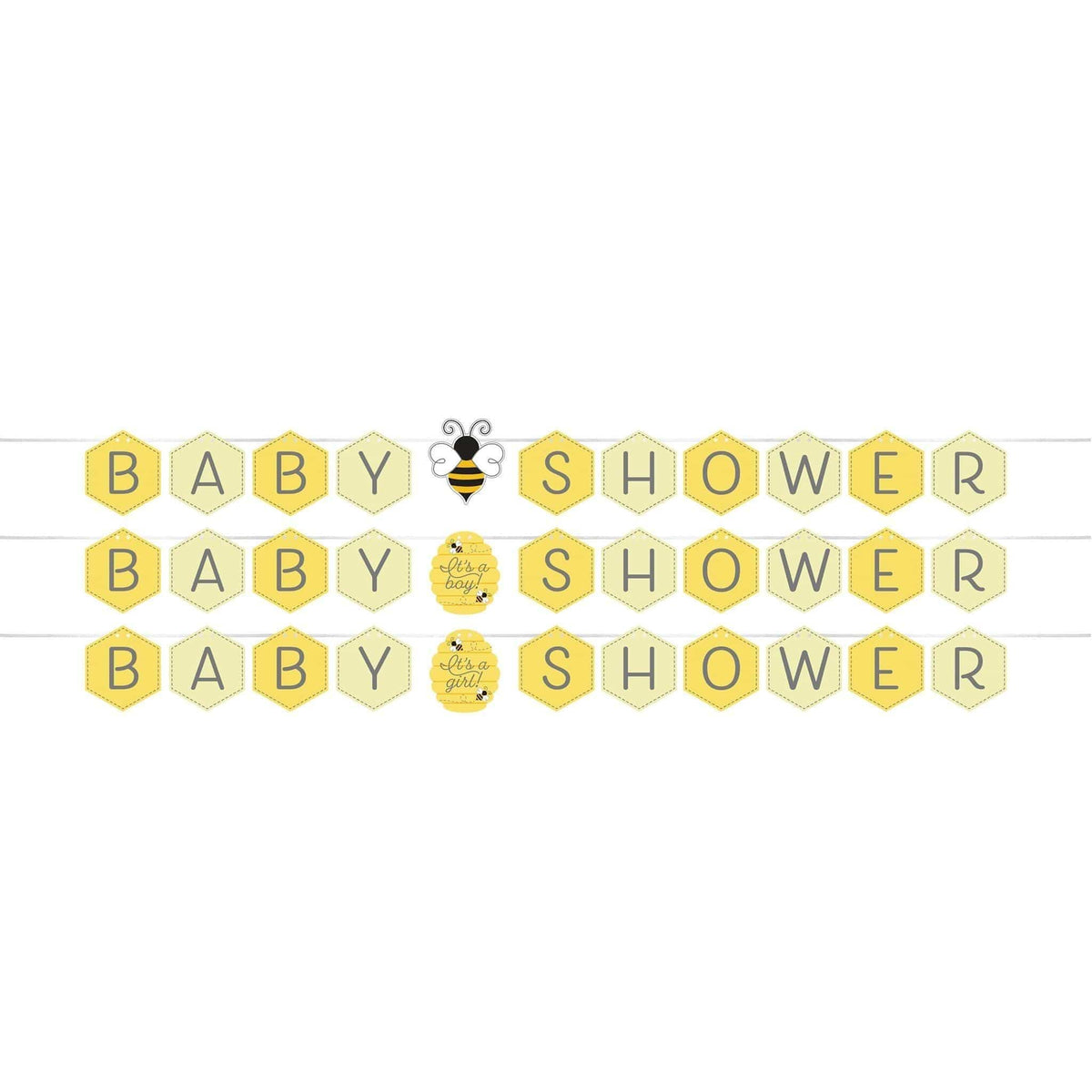 CREATIVE CONVERTING Baby Shower Bumblebee Baby Banner, Paper, 65 in, 1 Count