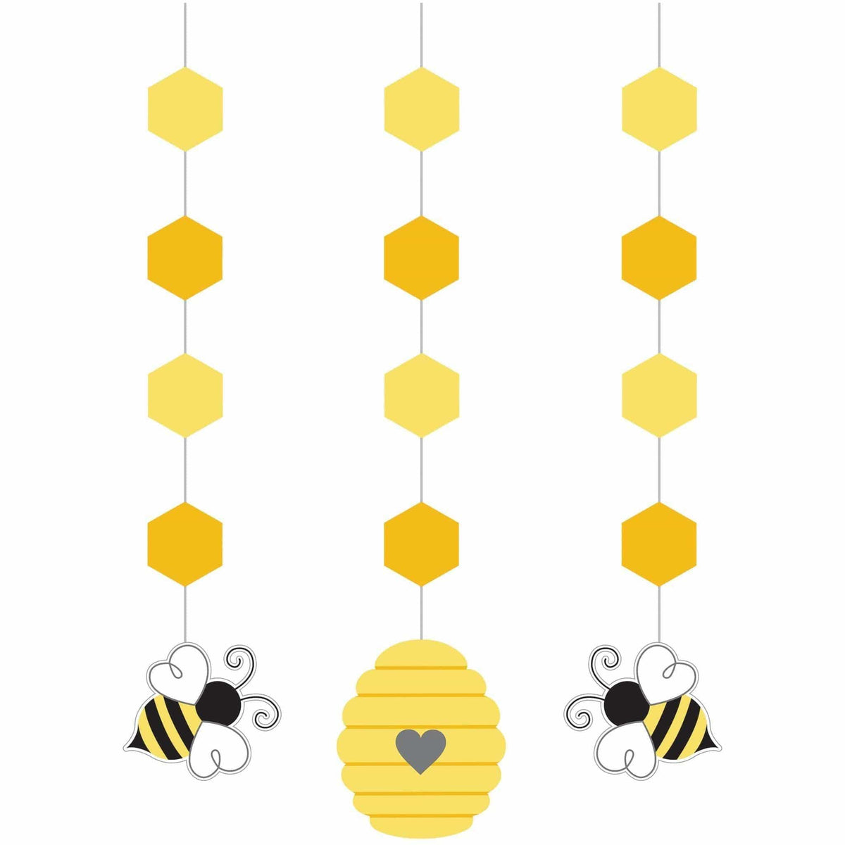 CREATIVE CONVERTING Baby Shower Bumblebee Baby Hanging Cutouts, 3 Count