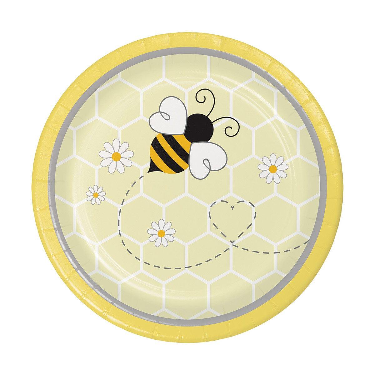CREATIVE CONVERTING Baby Shower Bumblebee Baby Paper Dessert Plates, 7 in, 8 Count