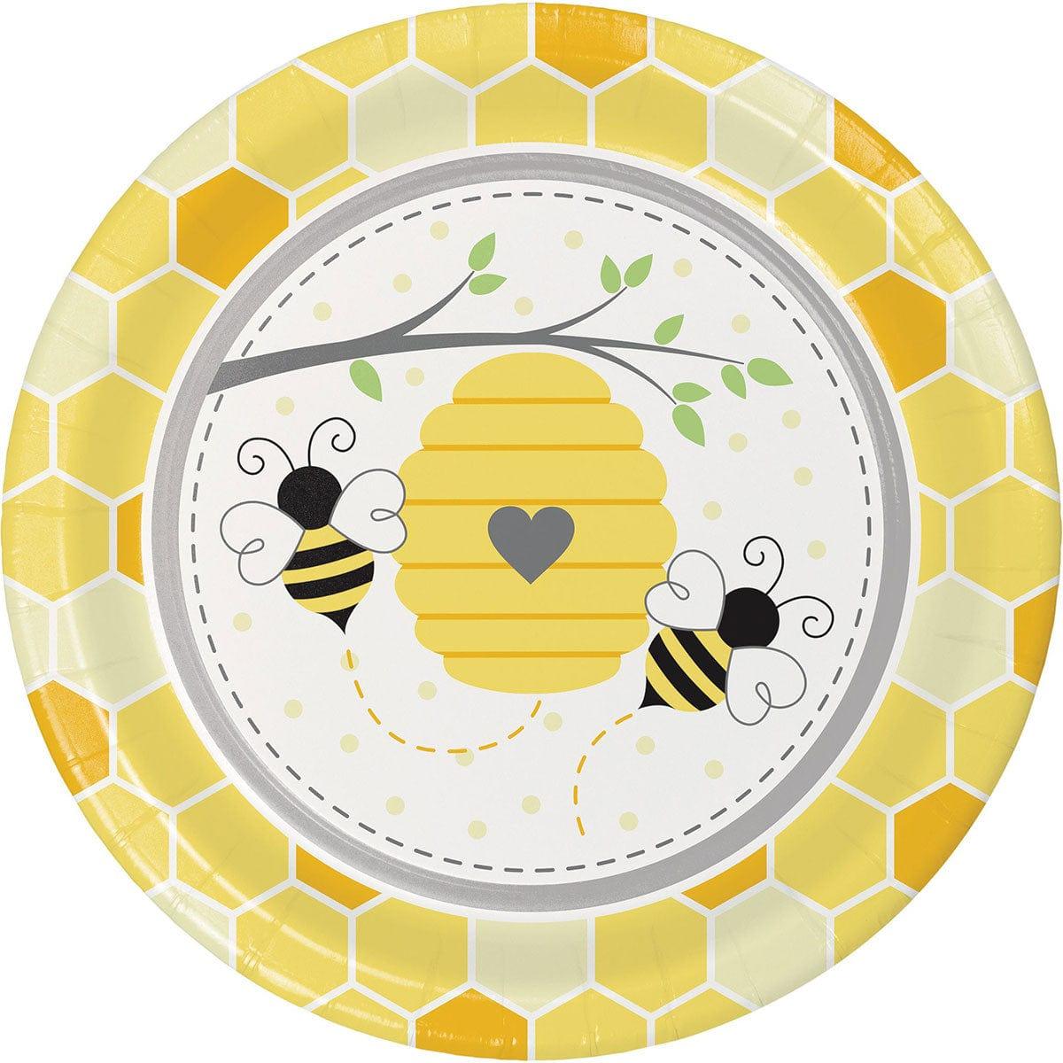 CREATIVE CONVERTING Baby Shower Bumblebee Baby Paper Dinner Plates, 9 in, 8 Count