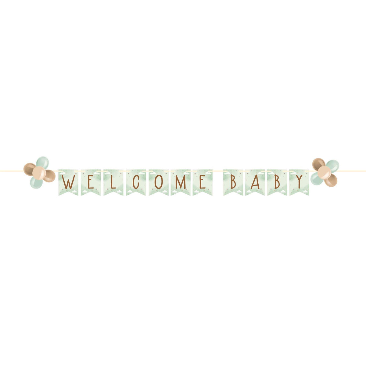 CREATIVE CONVERTING Baby Shower Teddy Bear Banner with Latex Balloons, 102 Inches, 1 Count