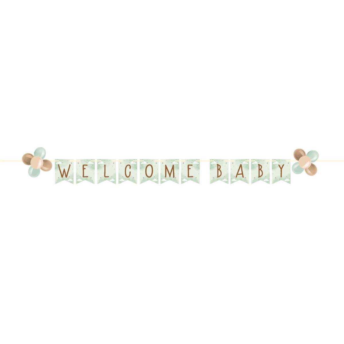 CREATIVE CONVERTING Baby Shower Teddy Bear Banner with Latex Balloons, 102 Inches, 1 Count