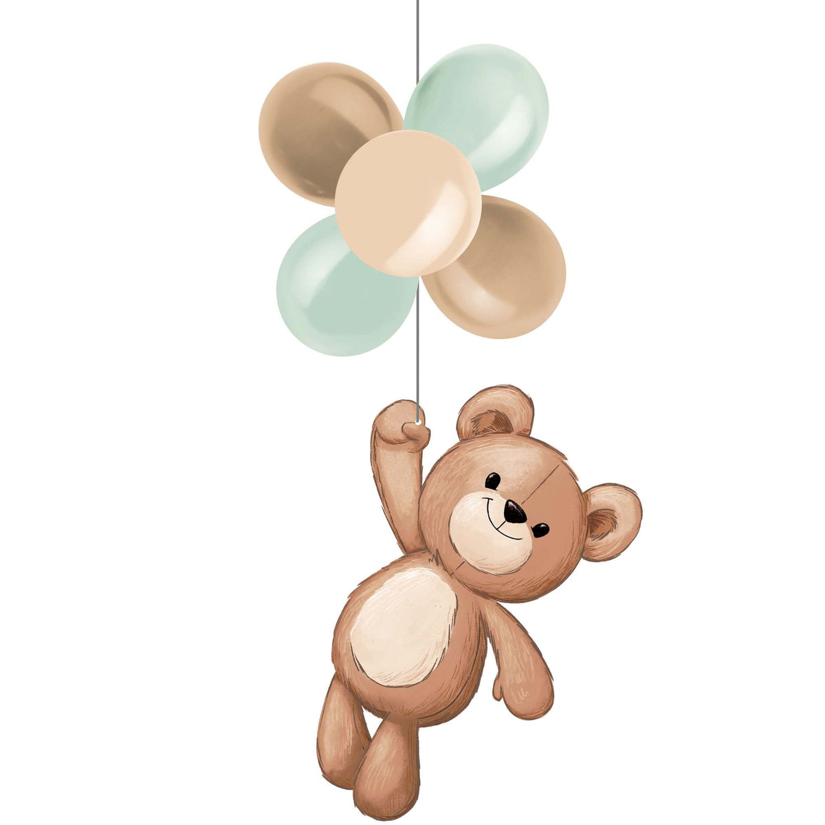 CREATIVE CONVERTING Baby Shower Teddy Bear Hanging Decoration with Latex Balloons, 1 Count