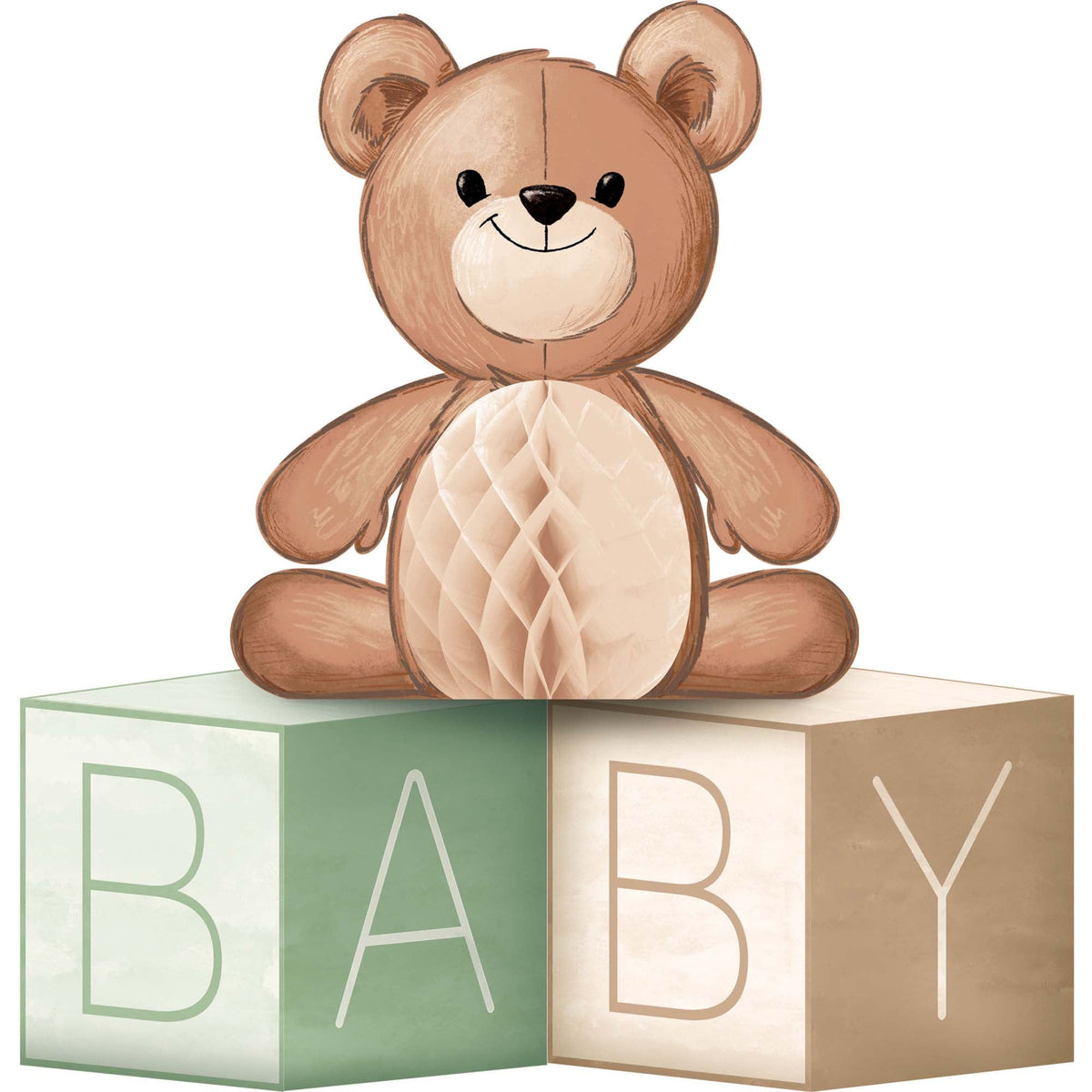 CREATIVE CONVERTING Baby Shower Teddy Bear Paper Table Centerpiece Decoration, 1 Count