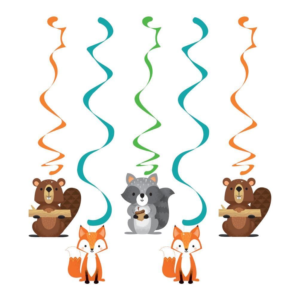 Buy Baby Shower Woodland Animals swirl decorations, 5 per package sold at Party Expert