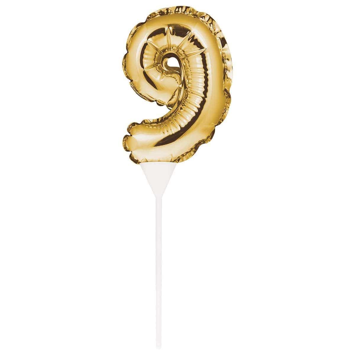 Buy Cake Supplies Balloon Cake Topper - #9 - Gold sold at Party Expert