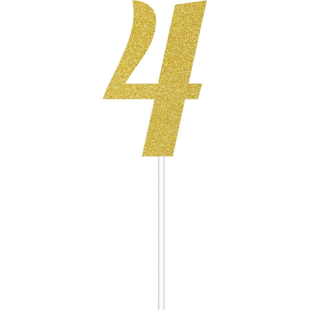 Buy Cake Supplies Cake Topper 4 Glitter 6 In. - Gold sold at Party Expert