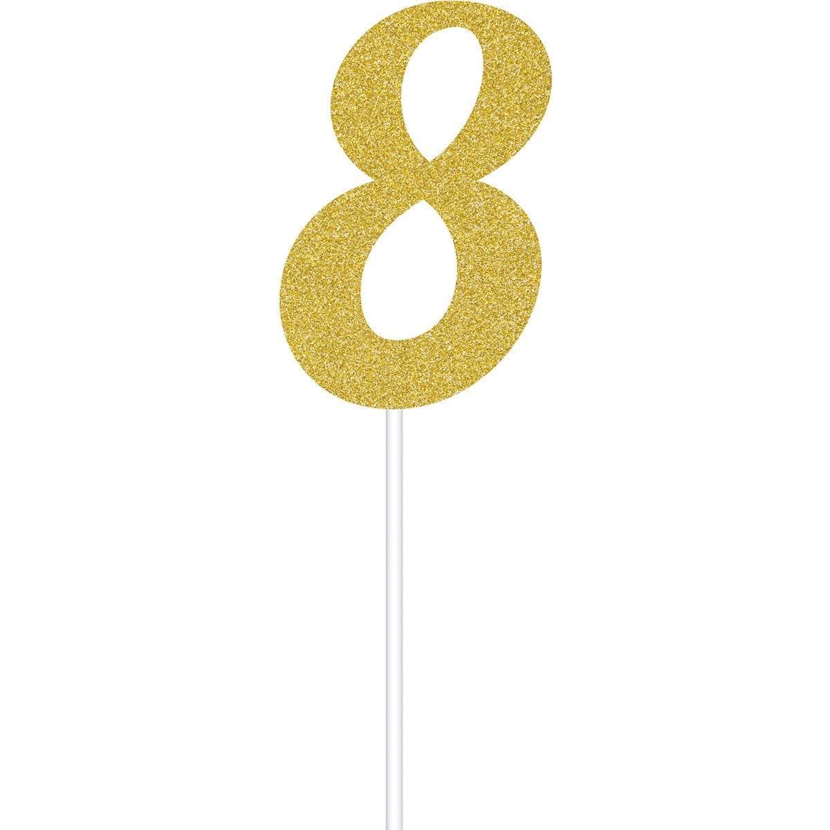 Buy Cake Supplies Cake Topper 8 Glitter 6 In. - Gold sold at Party Expert