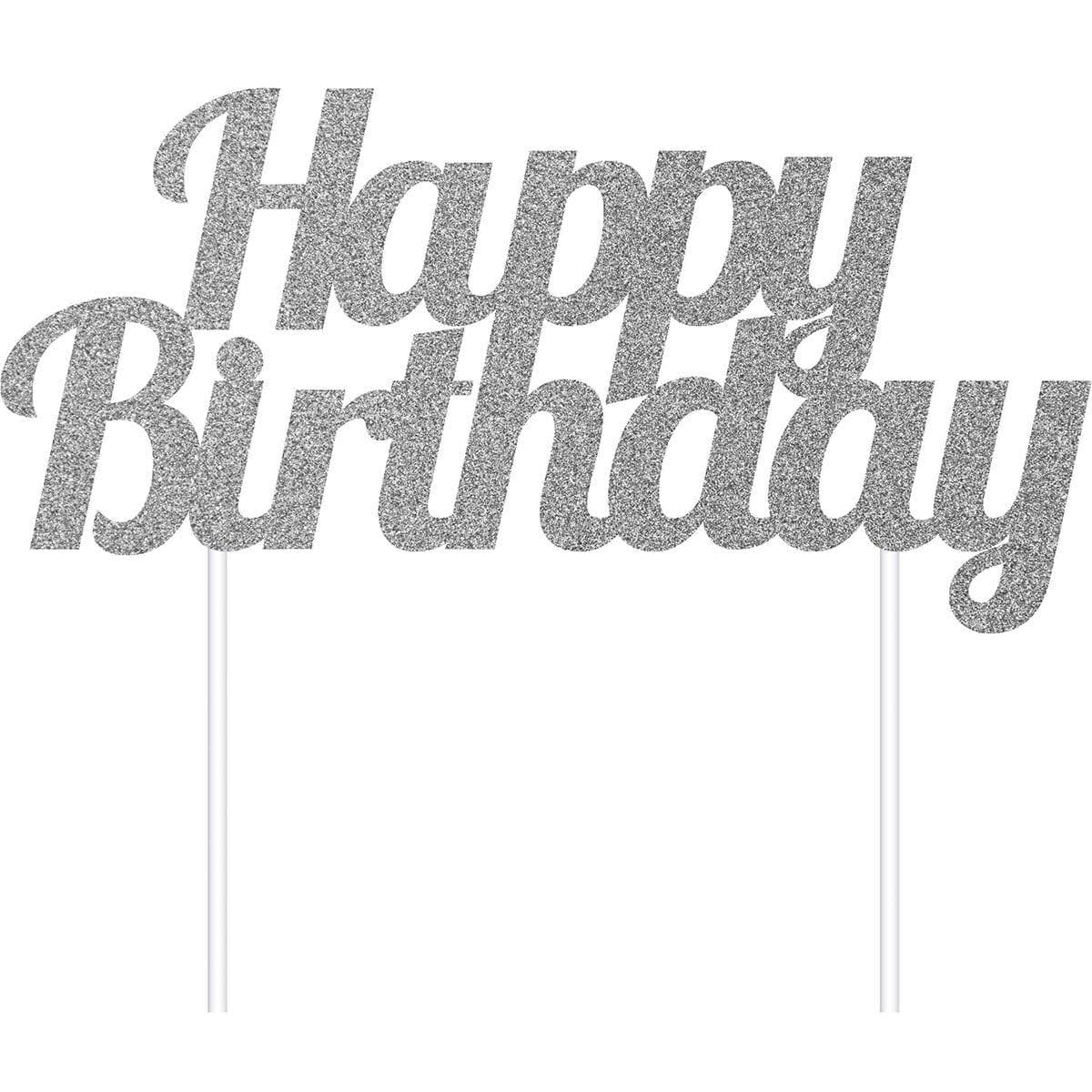 Buy Cake Supplies Cake Topper Happy Bday Glitter - Sil sold at Party Expert