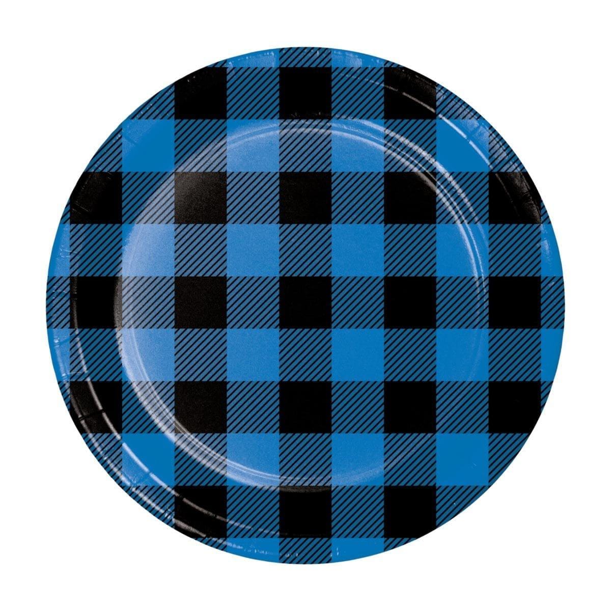 Buy Everyday Entertaining Blue Buffalo Plaid Plates, 7 inches, 8 Count sold at Party Expert