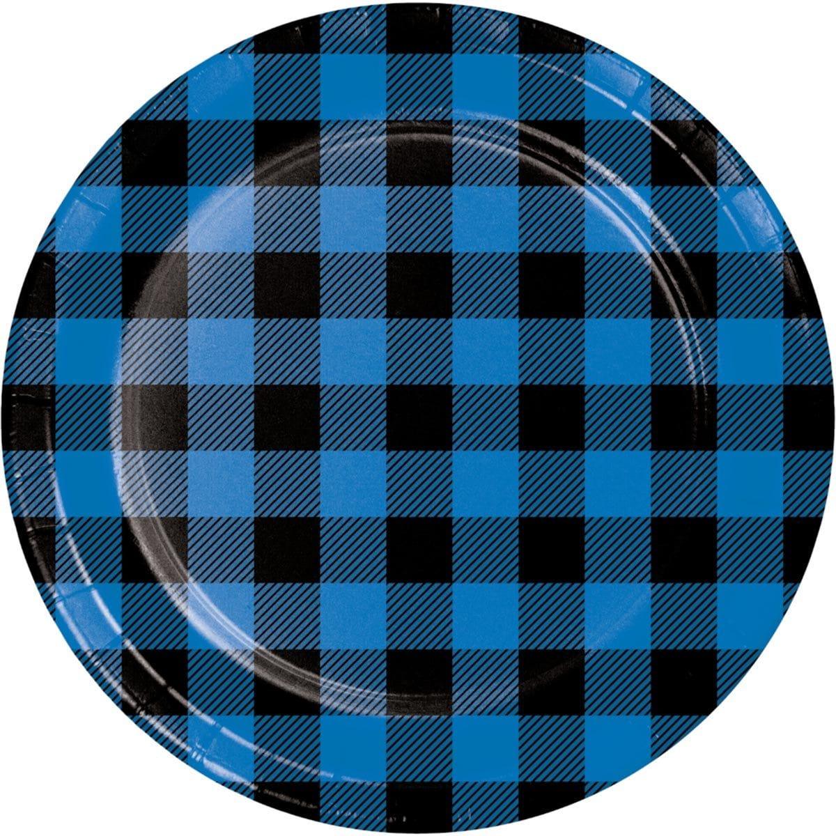Buy Everyday Entertaining Blue Buffalo Plaid Plates, 9 inches, 8 Count sold at Party Expert