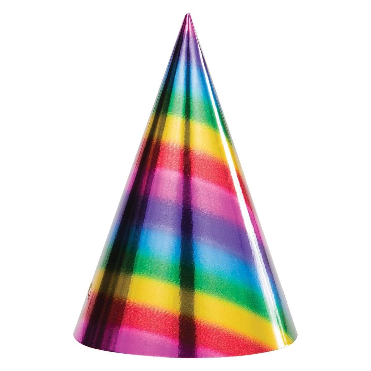 Buy General Birthday Rainbow Foil Birthday - Hats 8/pkg sold at Party Expert