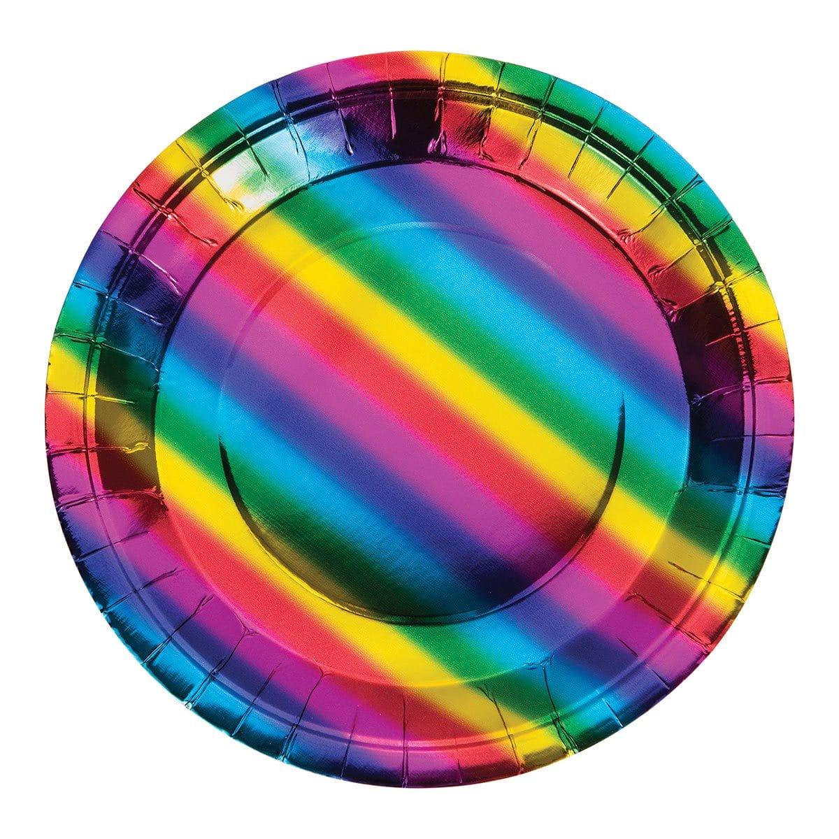 Buy General Birthday Rainbow Foil Birthday - Plates 9 In. 8/pkg sold at Party Expert