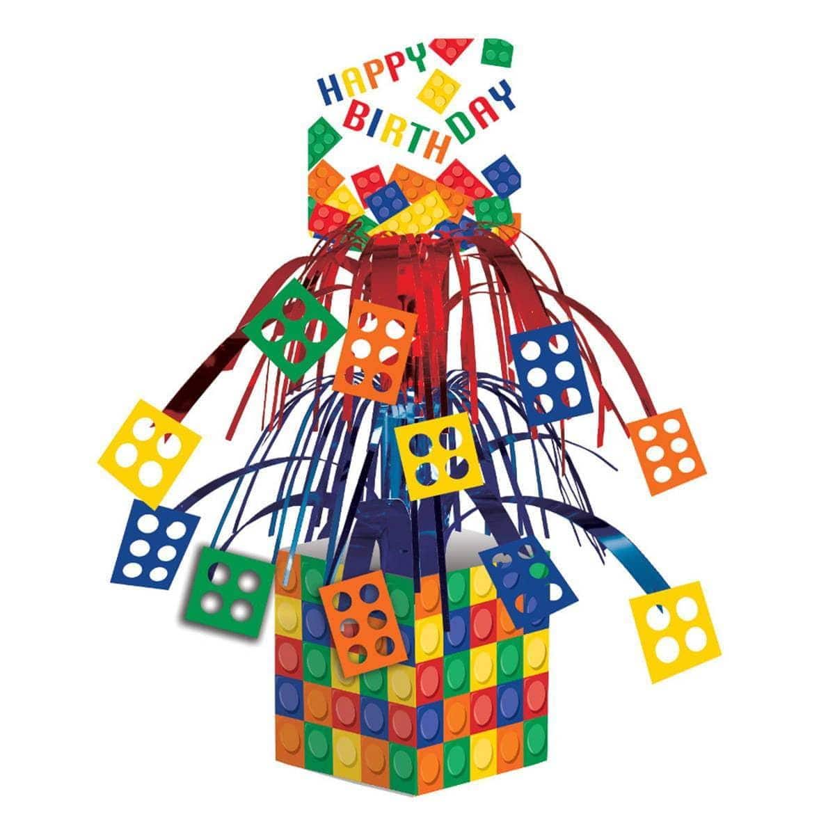 Buy Kids Birthday Block Party cascade centerpiece sold at Party Expert
