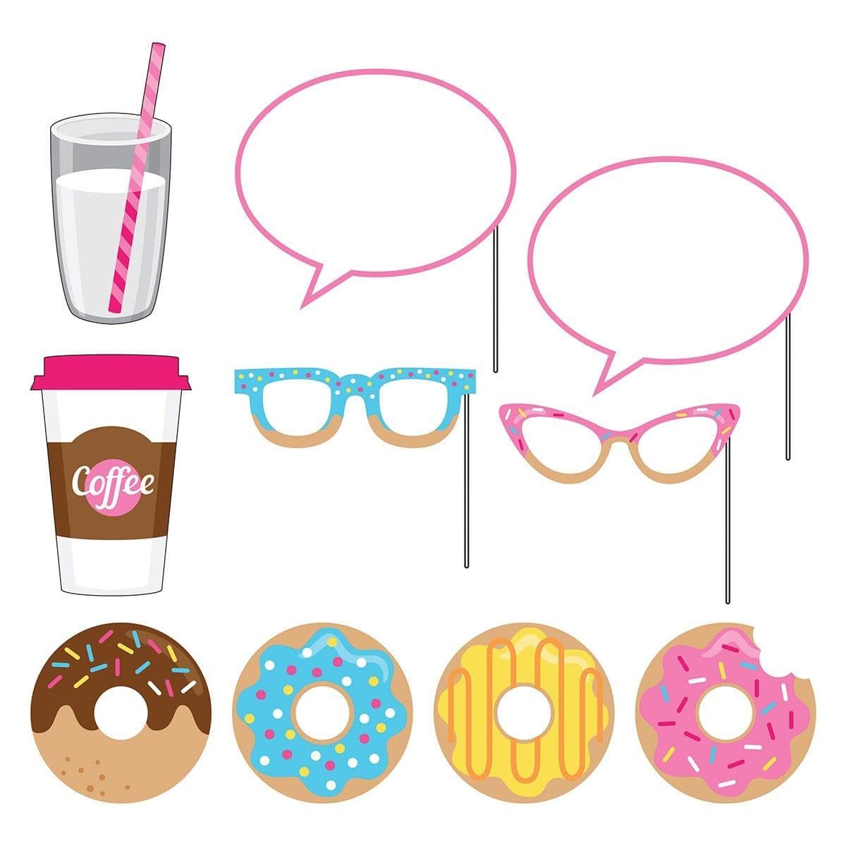 Buy Kids Birthday Donut Time photo booth props, 10 per package sold at Party Expert