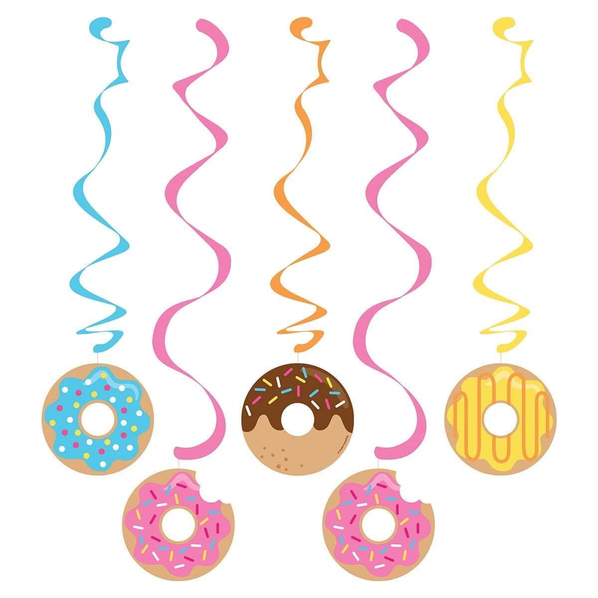 Buy Kids Birthday Donut Time swirl decorations, 5 per package sold at Party Expert