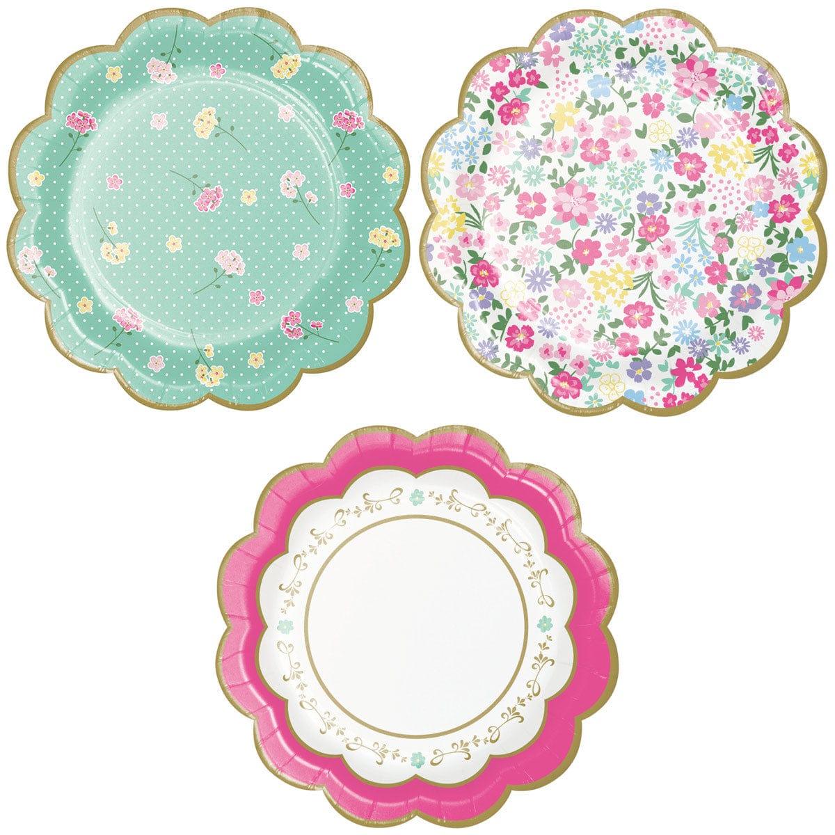 CREATIVE CONVERTING Kids Birthday Floral Tea Party Flower Dessert Paper Plates, 7 in, 8 Count
