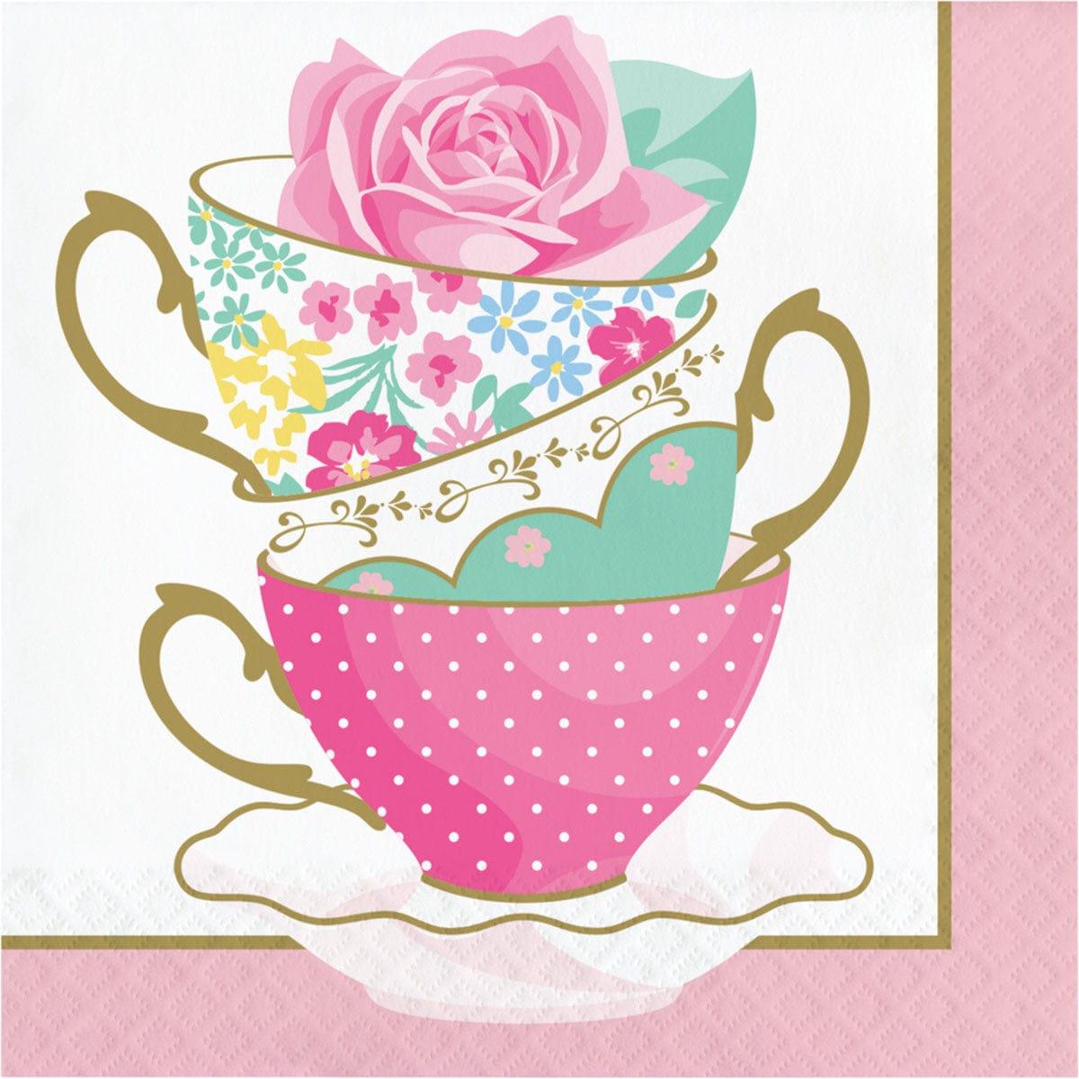 CREATIVE CONVERTING Kids Birthday Floral Tea Party Lunch Napkins, 16 Count