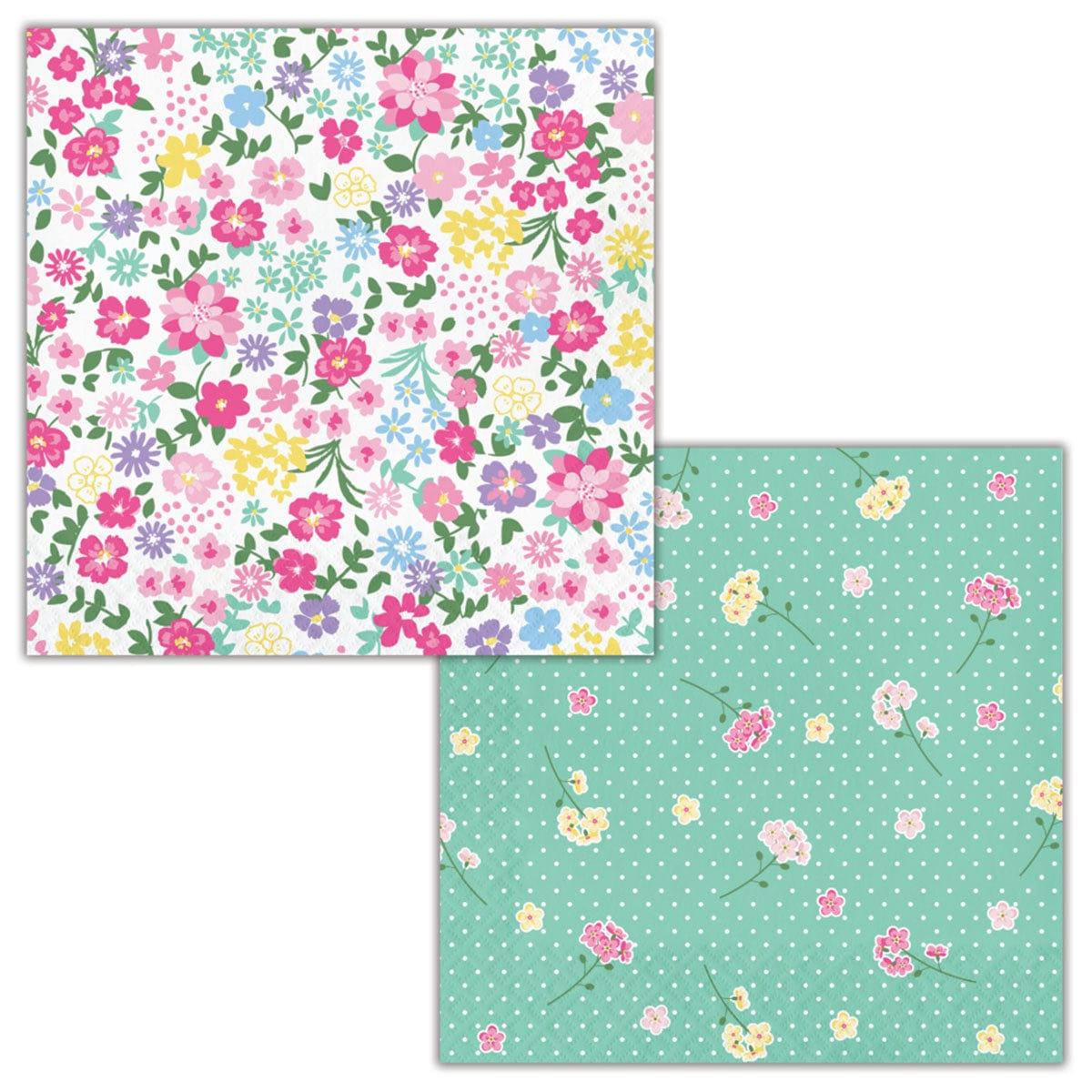 CREATIVE CONVERTING Kids Birthday Floral Tea Party Lunch Napkins, 2-sided, 16 Count