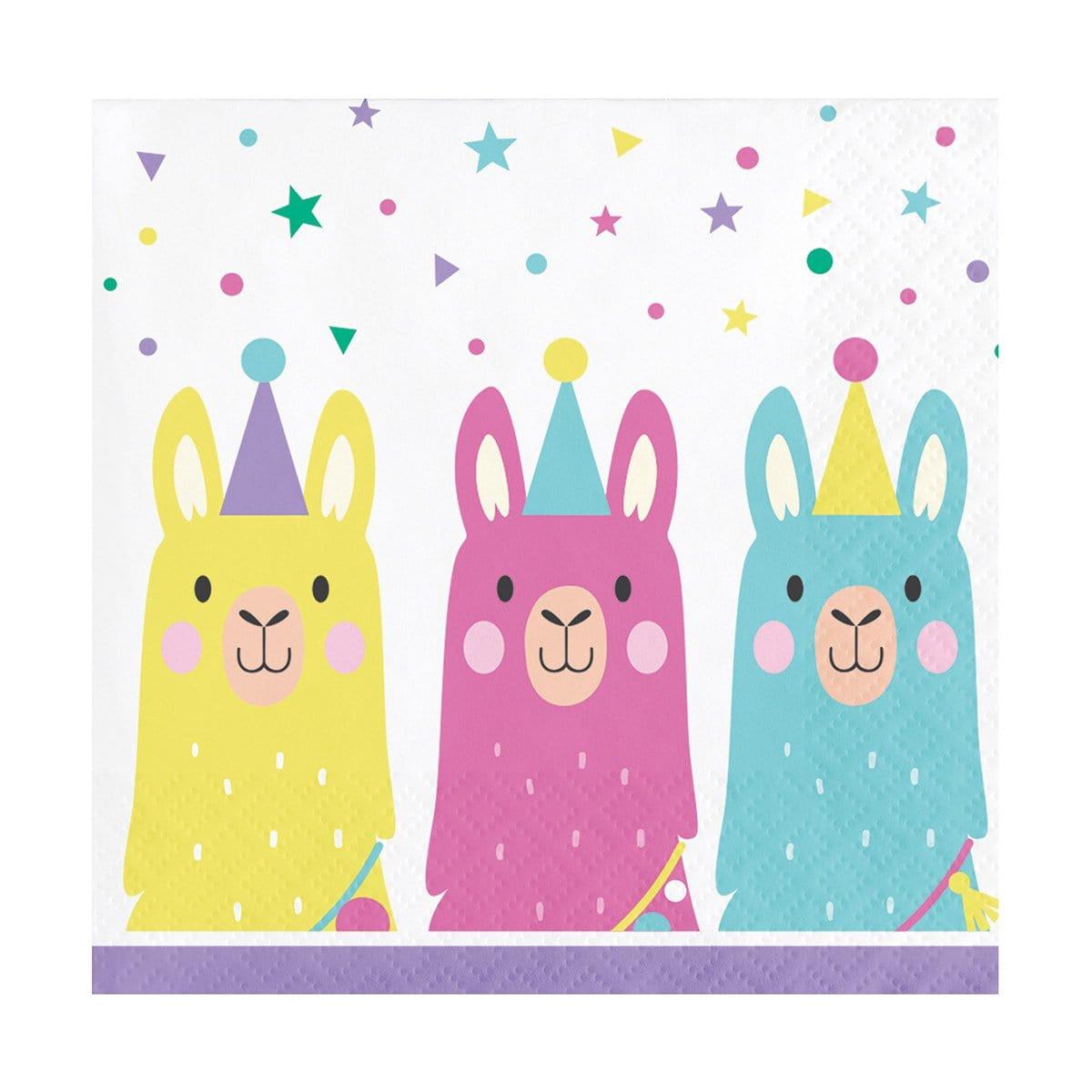 Buy Kids Birthday Llama Party beverage napkins, 16 per package sold at Party Expert