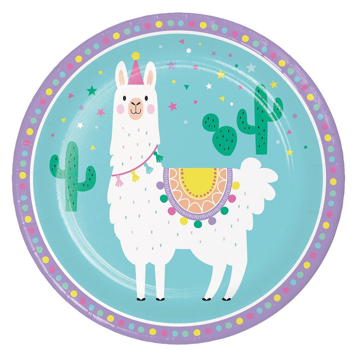 Buy Kids Birthday Llama Party Dinner Plates 9 inches, 8 per package sold at Party Expert