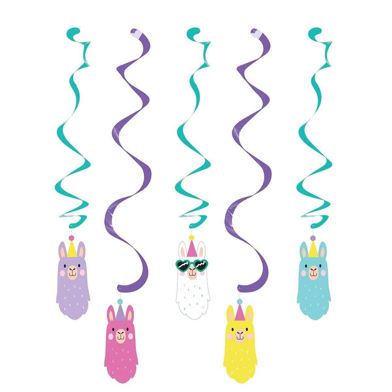 Buy Kids Birthday Llama Party swirl decorations, 5 per package sold at Party Expert