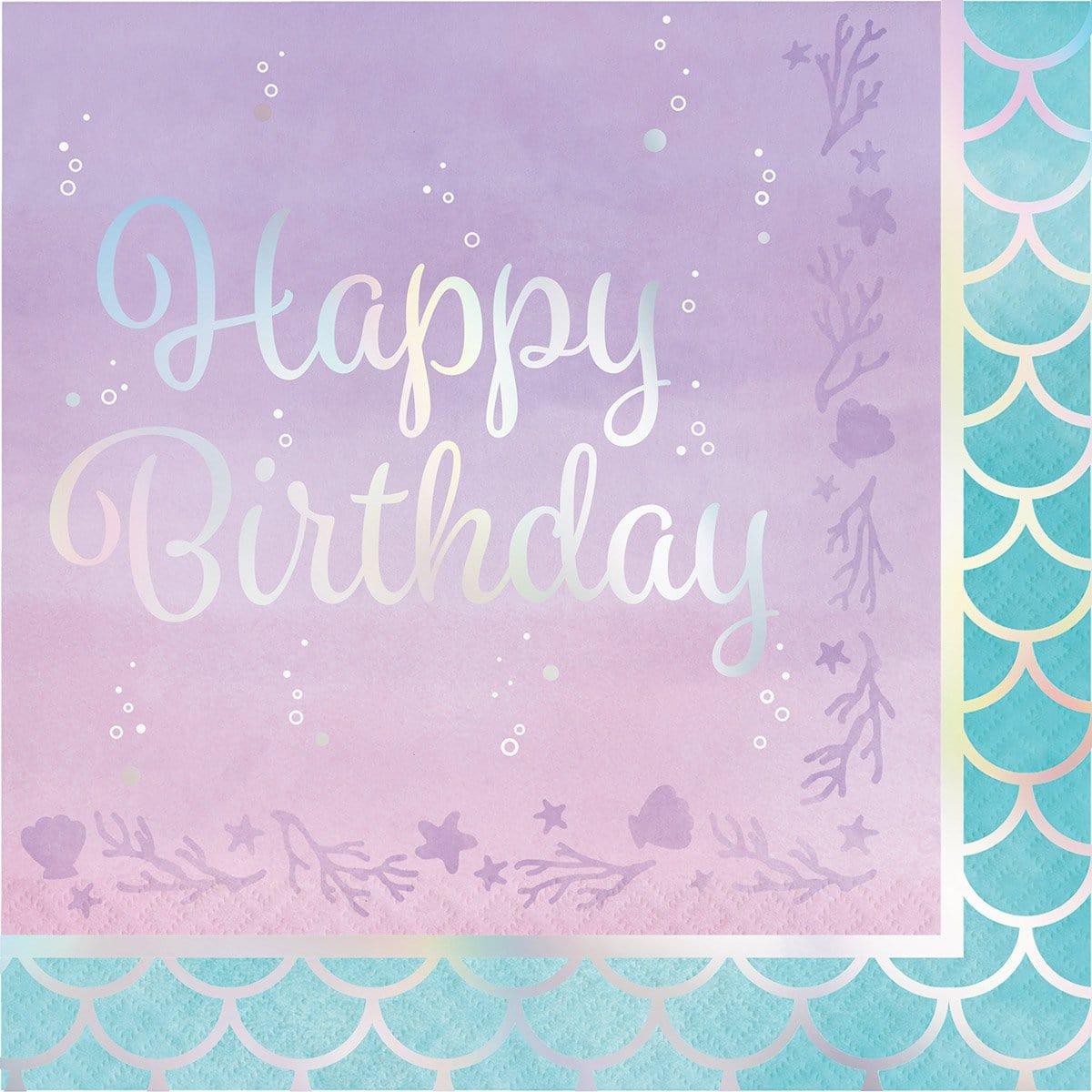 Buy Kids Birthday Mermaid Shine Happy Birthday lunch napkins, 16 per package sold at Party Expert