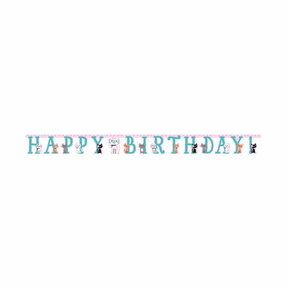 Buy Kids Birthday Purr-fect Party Happy Birthday banner sold at Party Expert